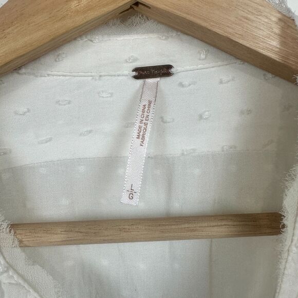 Free People Everyday Every Girl Top Large White Boho Gypsy Long Sleeve Flaw - Picture 2 of 11